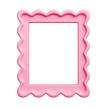 Scallop border pink frame 3d boasts clamshell-like ruffled trim. Curvaceous waves generate ornamental rectangular margin. Delicate feminine embellishment offers playful panache for design.
