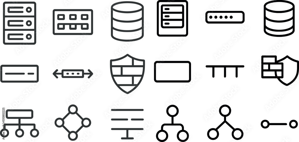 Aufkleber network and security icons for digital design and data protection projects