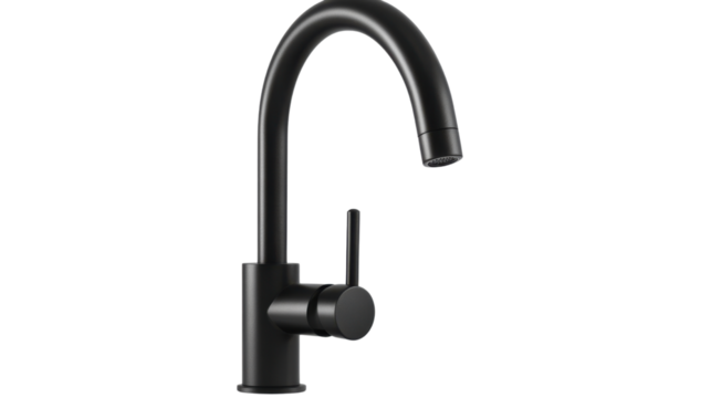 Modern water tap faucet with sleek design isolated on white background