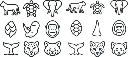 Obraz premium Wild animal icons and nature elements for design projects