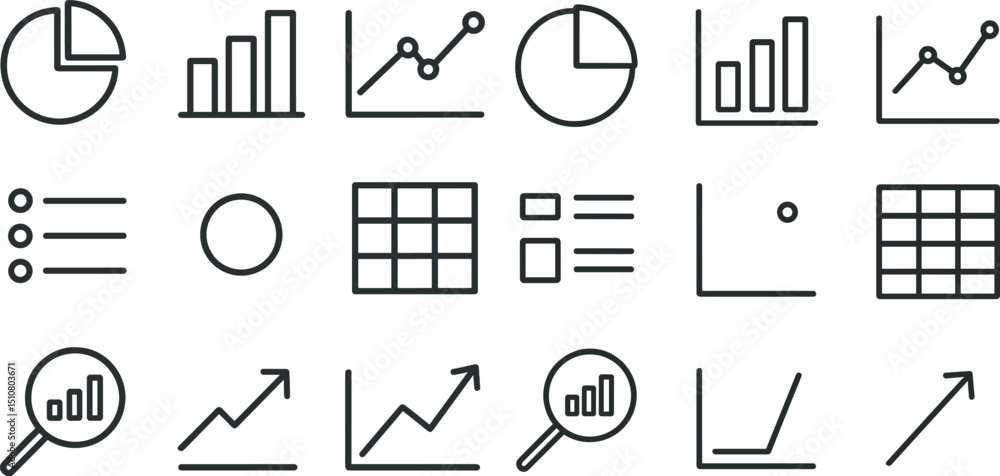 Poster business analytics and data visualization icons for infographic design