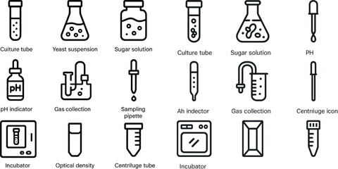 Laboratory equipment icons for scientific research and experimentation