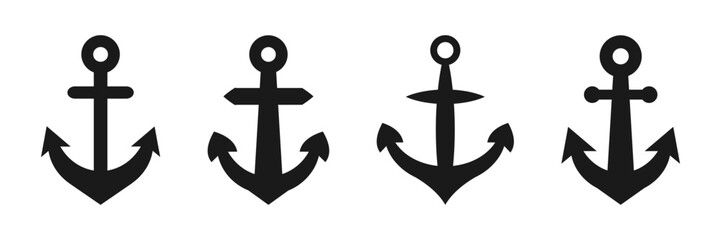 Anchors icons set. Black anchors sea symbol. Vector logotype © Cezar_911