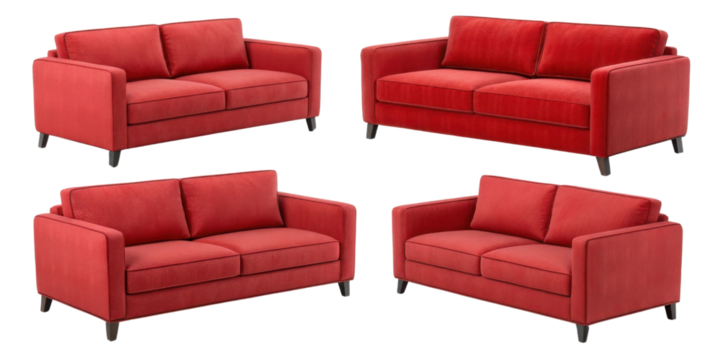 Stylish polyester loveseat and sofa set in vibrant red adds warmth to any living space