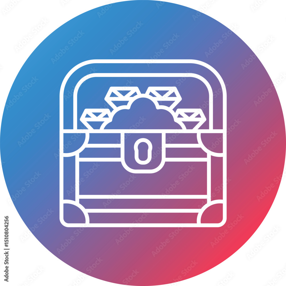 Poster treasure line gradient circle background icon