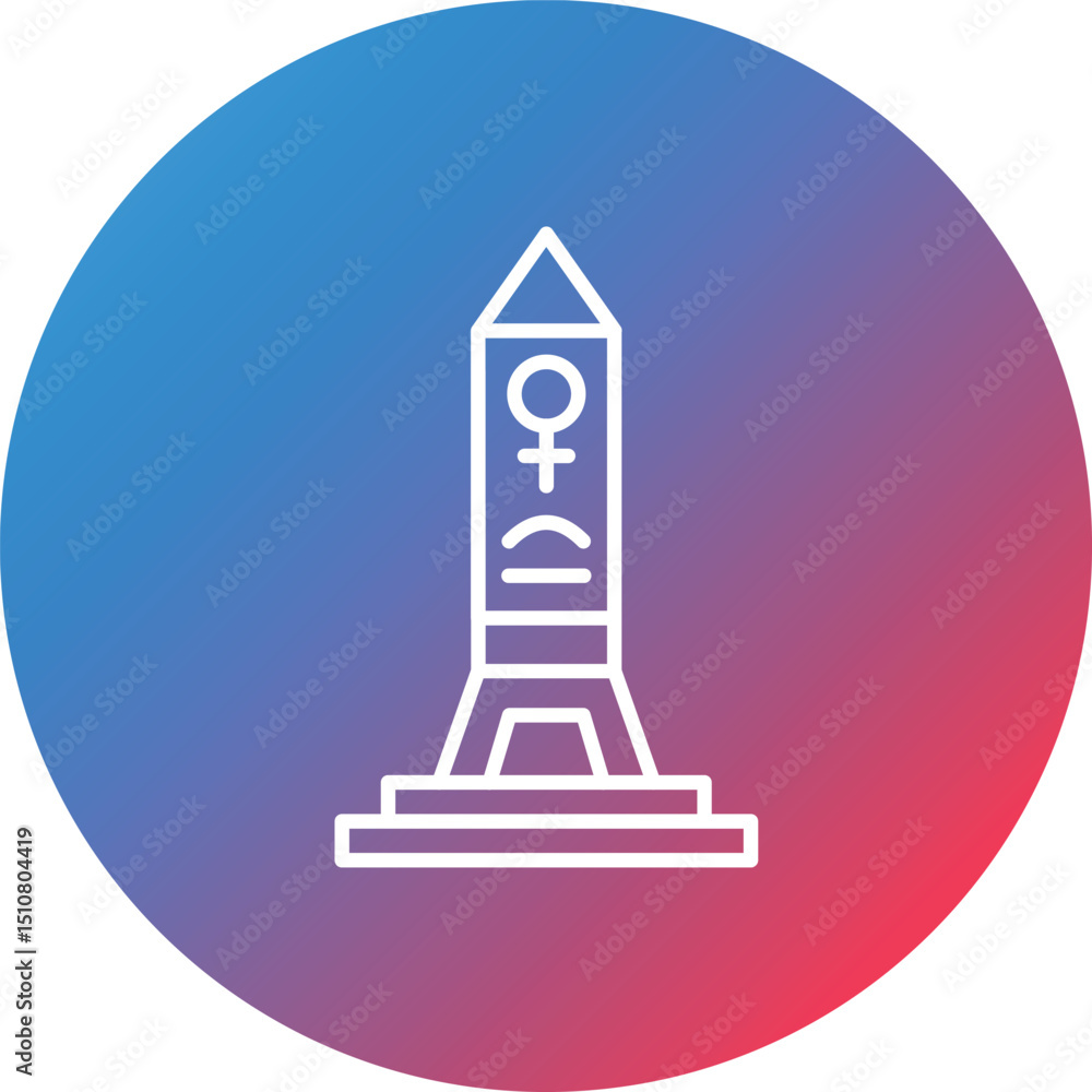 Poster obelisk line gradient circle background icon