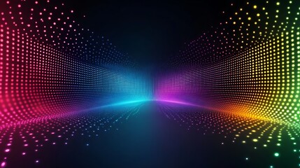 Colorful glowing pixel tunnel