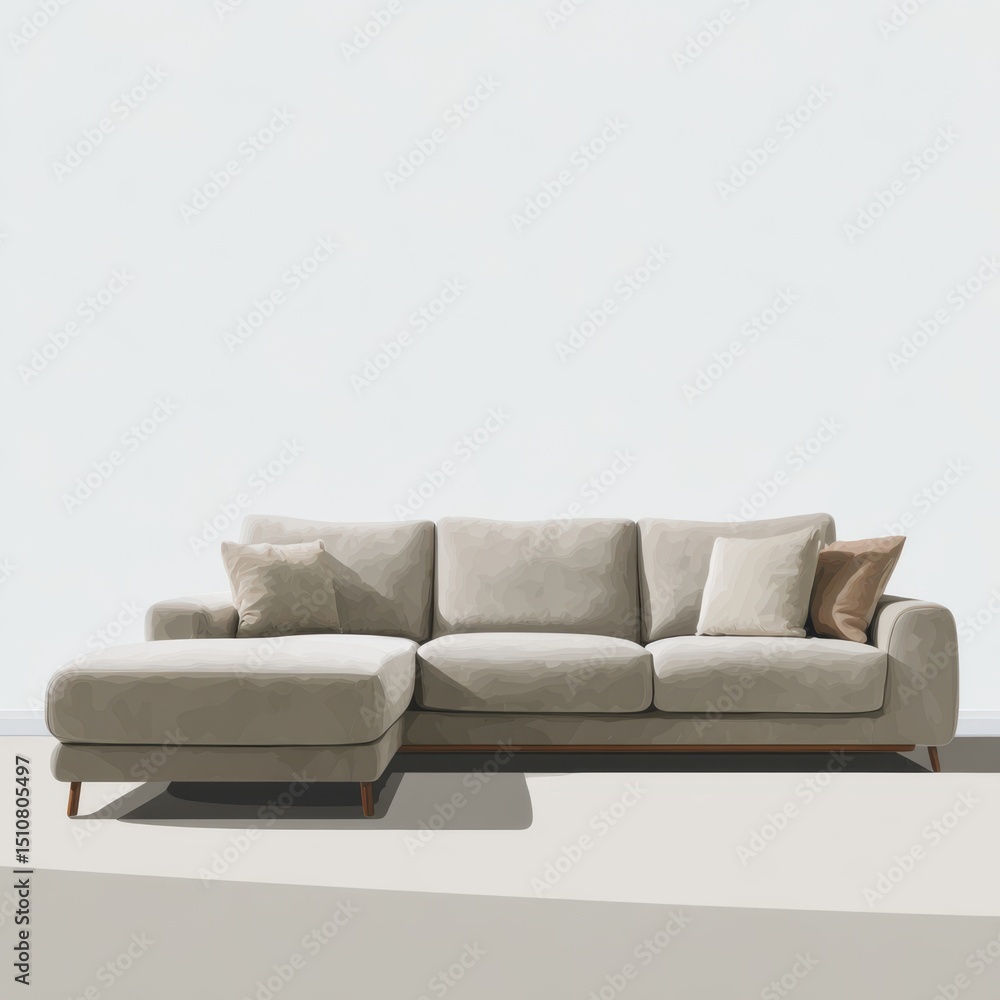 Fototapete minimalist vector illustration of a modern l-shaped sofa on a clean white background