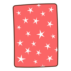 Birthday gift, present in box, wrapping paper with stars pattern hand drawn illustration, isolated vector. Line drawing design. Birthday celebration, festival, carnival, party clip art, element