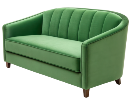 Stylish polyester loveseat sofa in vibrant green adds touch of elegance to any space