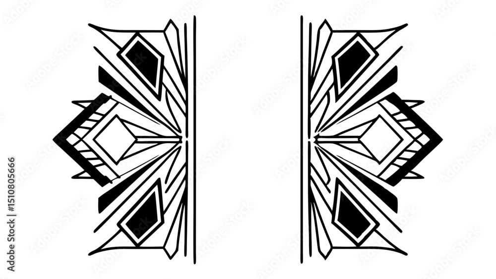 Aufkleber art deco inspired design featuring symmetrical geometric shapes on either side of a blank space crea