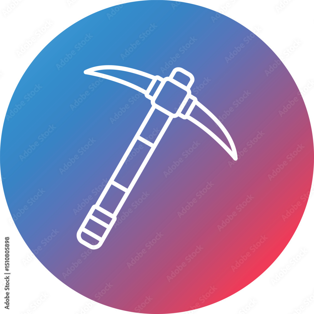 Poster pickaxe line gradient circle background icon