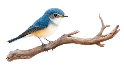 Blue Feathered Bird Perched on a Branch in Nature