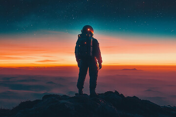 Man wearing a space suit