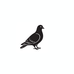 Hand-Drawn Pigeon Silhouette – Vector Bird Illustration