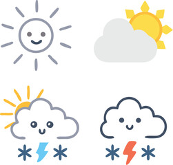 Single weather icon sun cloud thunder snow