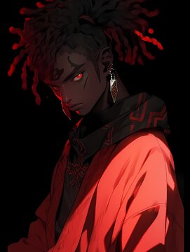 Character with red eyes and dreadlocks illustration