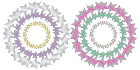 Round ornament in 3D on white background. Geometric Mandala Design. in golden yellow. fit for logo, icon or symbol, etc. vector illustration