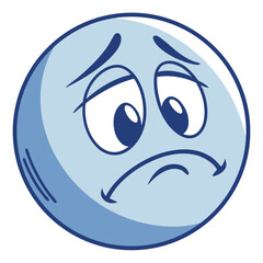 Single sad face emoji icon with blue gradient shadow