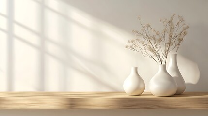 Minimalist shelf with dried flowers