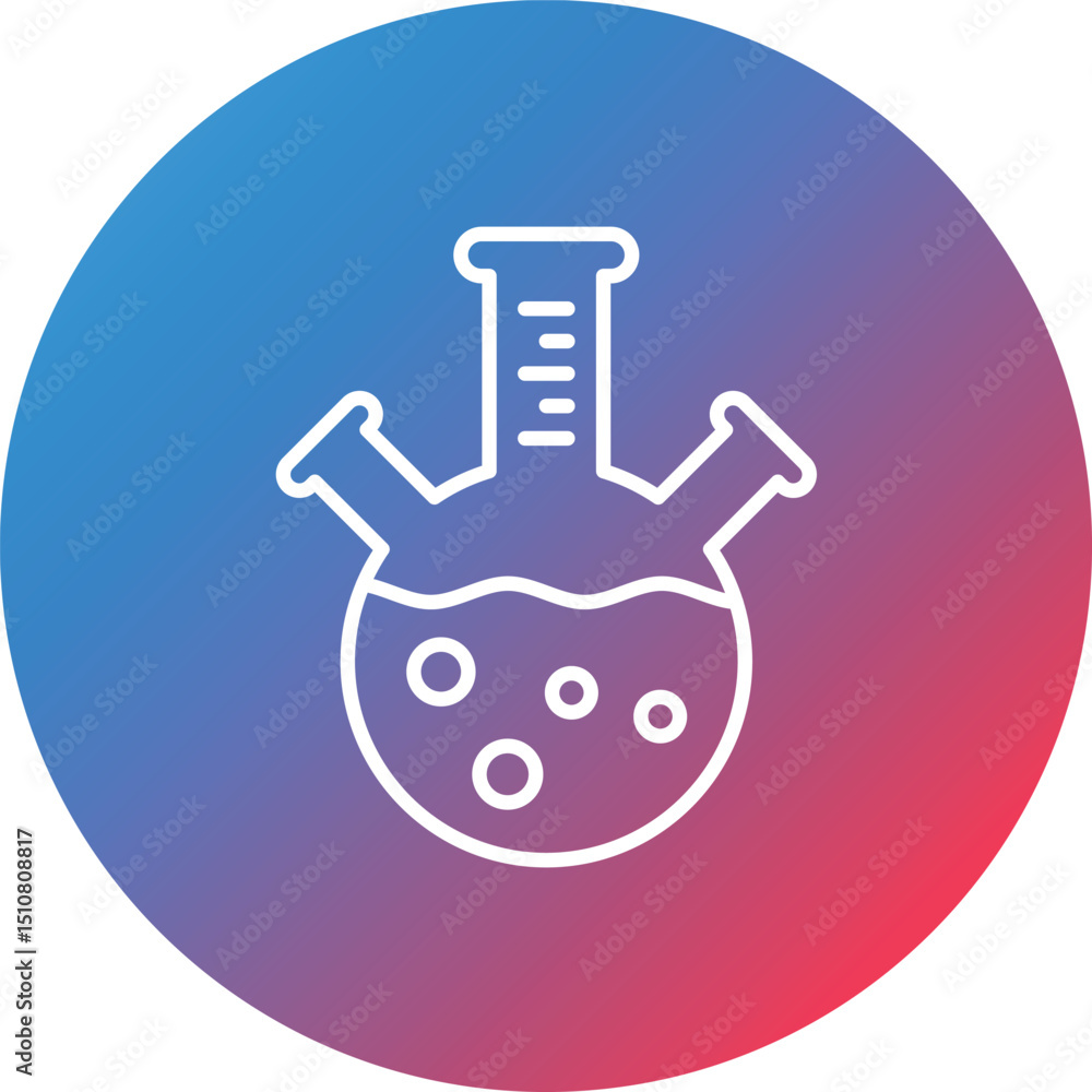 Poster three neck flask line gradient circle background icon