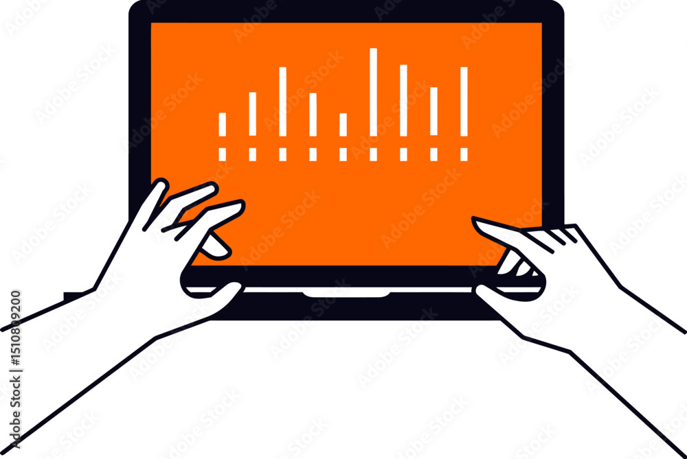 Poster understanding data analysis hands on laptop screen chart bars business intelligence dashboard analyt