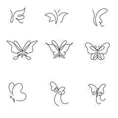 set of butterflies
