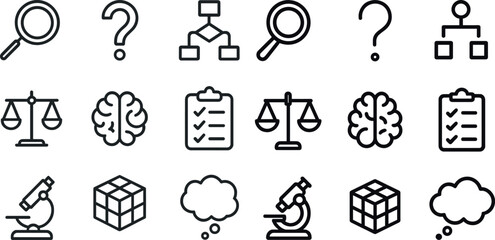 Symbols of analysis and decision making for educational and business concepts