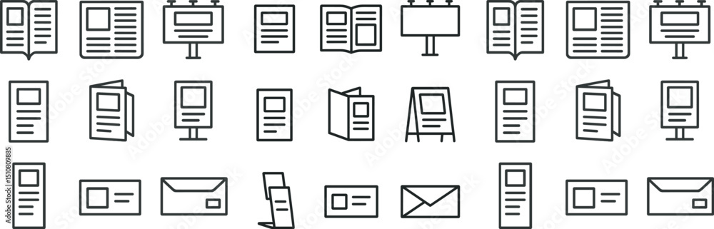 Poster modern icon set for print and digital media design projects