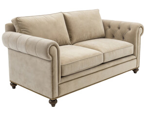 Naklejka premium Luxurious velvet loveseat sofa offers comfort and elegance for any living space