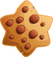 Delicious StarShaped Cookie with Chocolate Chips, Cracks and Crumbs on White.