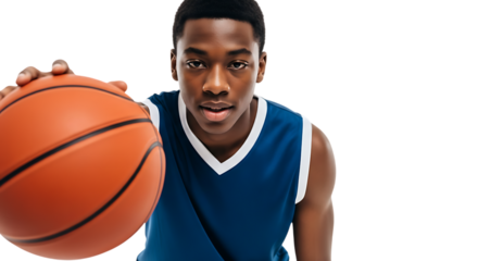 Young athlete preparing for a basketball game with focused expression