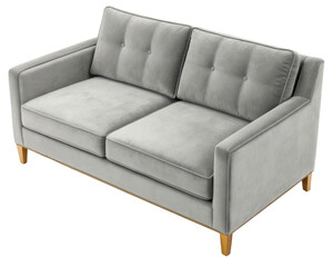 Obraz premium Stylish velvet loveseat sofa with modern design and comfortable cushions enhances any living