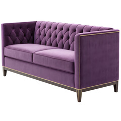 Obraz premium Luxurious velvet loveseat sofa with elegant tufted design and rich purple color enhances any
