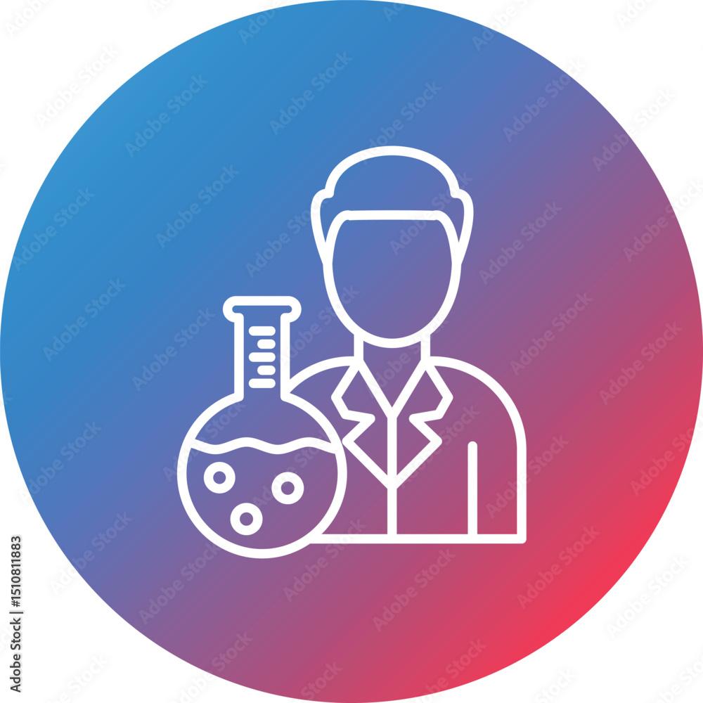 Poster chemist line gradient circle background icon