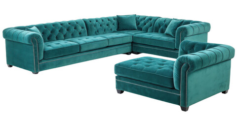 Obraz premium Luxurious velvet sectional sofa offers comfort and style for any living space