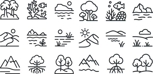 Minimalist nature icons collection for design and decoration projects