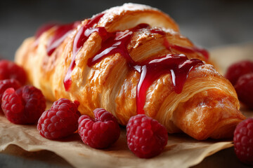 Buttery Croissant with Raspberry Glaze
