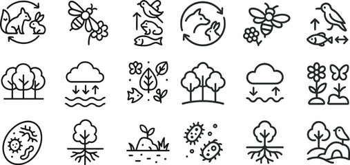 Nature and ecology icons for environmental awareness design