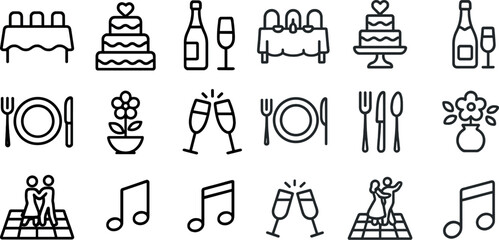 Wedding celebration icons for invitations and design projects