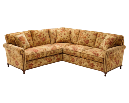 Beautiful velvet sectional sofa with floral patterns adds elegance to any living space