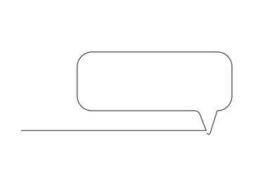 Speech Bubble Line Art Icon. One Continuous Line Frame Graphic. Outline Text Border Element. Web Chat Blank Empty Text Box Silhouette. Editable Thin Curve Stroke Doodle Line Art. 