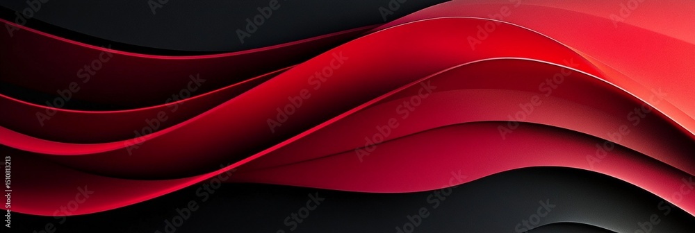 Poster abstract background featuring smooth red and black curves, creating a dynamic and modern design perf