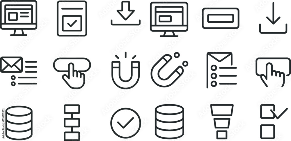 Poster minimalist icon set for digital interface and communication design