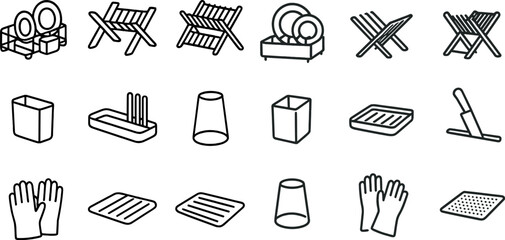 Minimalist dish drying racks and kitchen accessories collection for modern design