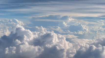Aerial View of Beautiful Puffy Clouds in the Sky