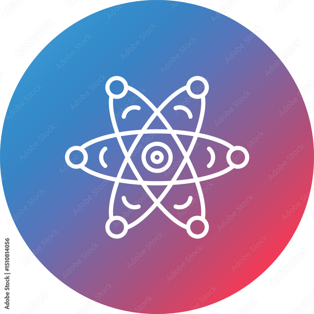Poster atom line gradient circle background icon