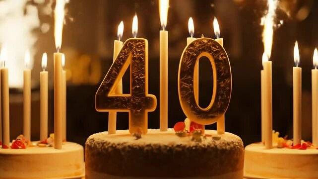 Celebrate fortieth birthday party with cake balloons and confetti happy 40th birthday