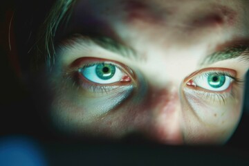 a person whose eyes are visibly strained or tired from too much screen use