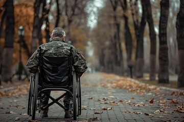 A veteran in a wheelchair, an old man